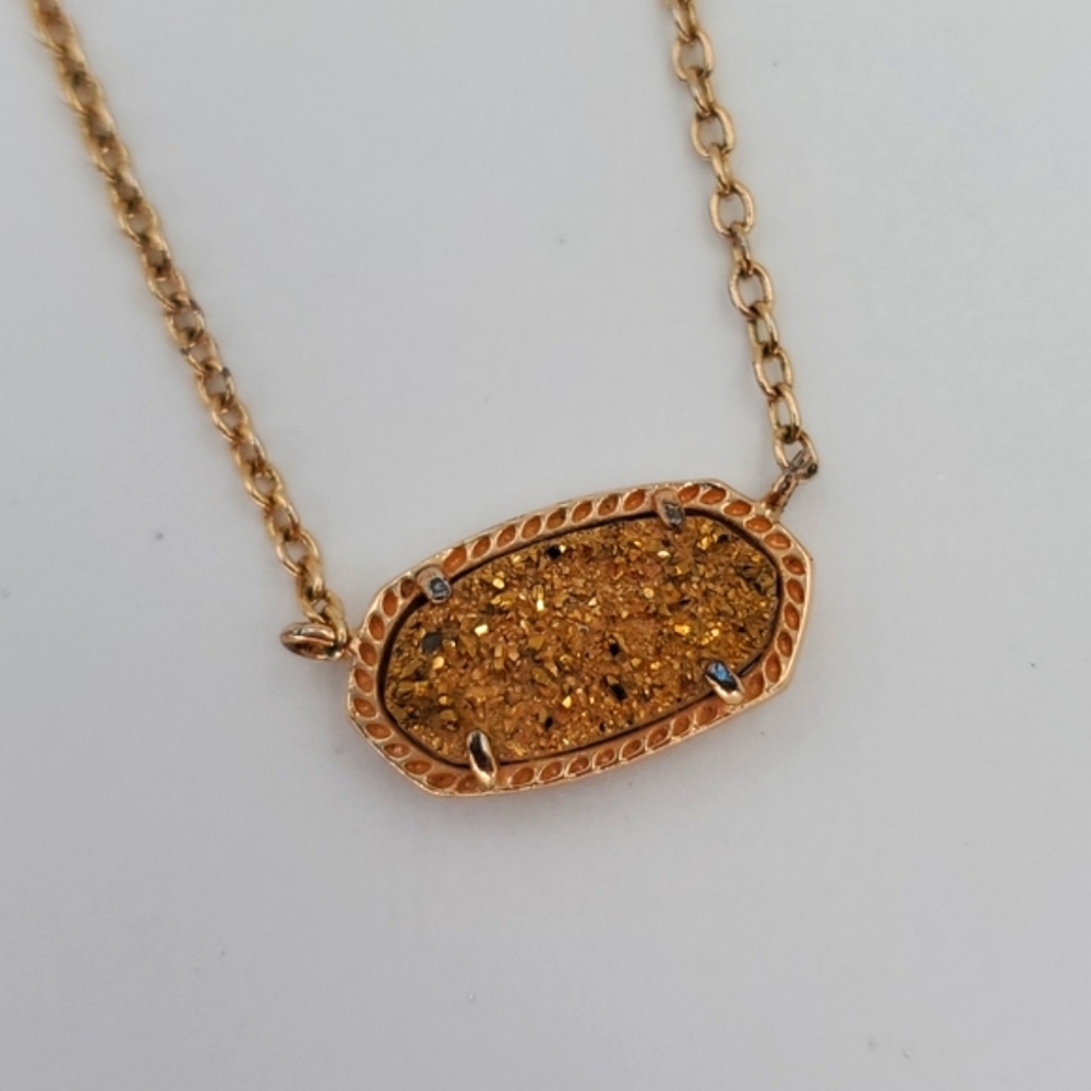 ❤HP❤ Kendra Scott "Elisa" Rose Gold Drusy Necklace - Picture 4 of 8